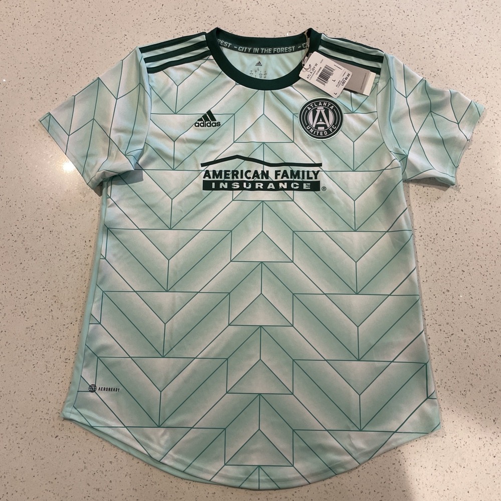 adidas womens L LARGE Atlanta United FC 22/23 Away Jersey Green H55831 $80 NWT